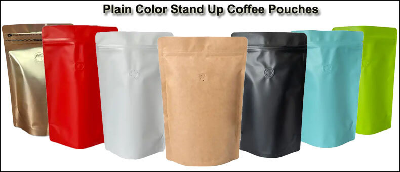 brown kraft paper zipper stand up coffee pouches with valve