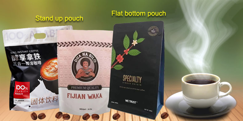 matte finish stand up flat bottom resealable coffee bags with valve