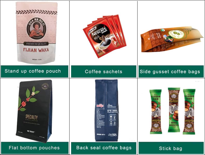 custom stand up gusseted coffee bags with valve and zipper